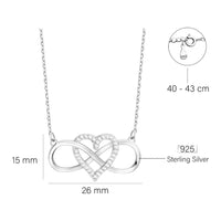 Maßenansicht von Herz Unendlichkeit Halskette in 925 Silber von Sofia Milani - N0584
