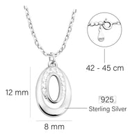 Maßenansicht von Oval Halskette in 925 Silber von Sofia Milani - N0606