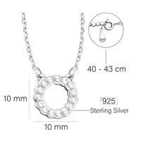 Maßenansicht von Kreis Blumen Halskette in 925 Silber von Sofia Milani - N0614