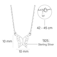 Maßenansicht von Schmetterling Halskette in 925 Silber von Sofia Milani - N0616