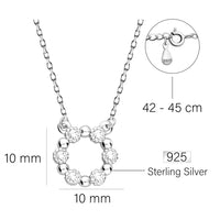 Maßenansicht von Kreis Blumen Halskette in 925 Silber von Sofia Milani - N0618