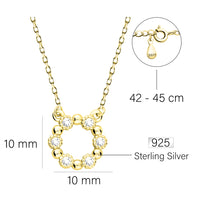 Maßenansicht von Kreis Blumen Halskette in 925 Silber von Sofia Milani - N0619
