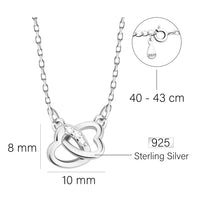 Maßenansicht von Doppeltes Herz Halskette in 925 Silber von Sofia Milani - N0622