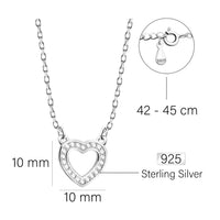 Maßenansicht von Herz Halskette in 925 Silber von Sofia Milani - N0626