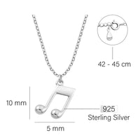 Maßenansicht von Achtel Musik Note Halskette in 925 Silber von Sofia Milani - N0628