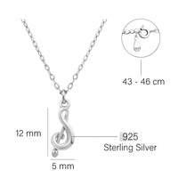 Maßenansicht von Violinschlüssel Halskette in 925 Silber von Sofia Milani - N0630