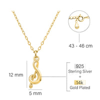 Maßenansicht von Violinschlüssel Halskette in 925 Silber von Sofia Milani - N0631