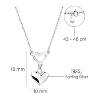 Maßenansicht von Herz Halskette in 925 Silber von Sofia Milani - N0640