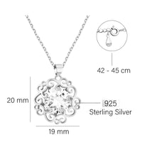 Maßenansicht von Blumen Ornamenten Halskette in 925 Silber von Sofia Milani - N0644