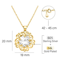 Maßenansicht von Blumen Ornamenten Halskette in 925 Silber von Sofia Milani - N0645