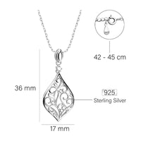 Maßenansicht von Blatt Blumen Halskette in 925 Silber von Sofia Milani - N0646