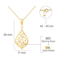 Maßenansicht von Blatt Blumen Halskette in 925 Silber von Sofia Milani - N0647