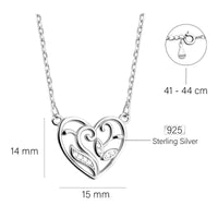 Maßenansicht von Blatt Herz Halskette in 925 Silber von Sofia Milani - N0650