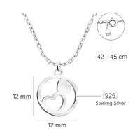 Maßenansicht von Herz Kreis Halskette in 925 Silber von Sofia Milani - N0656