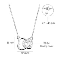 Maßenansicht von Doppeltes Herz Halskette in 925 Silber von Sofia Milani - N0664
