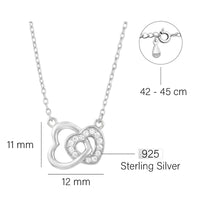 Maßenansicht von Doppeltes Herz Halskette in 925 Silber von Sofia Milani - N0664