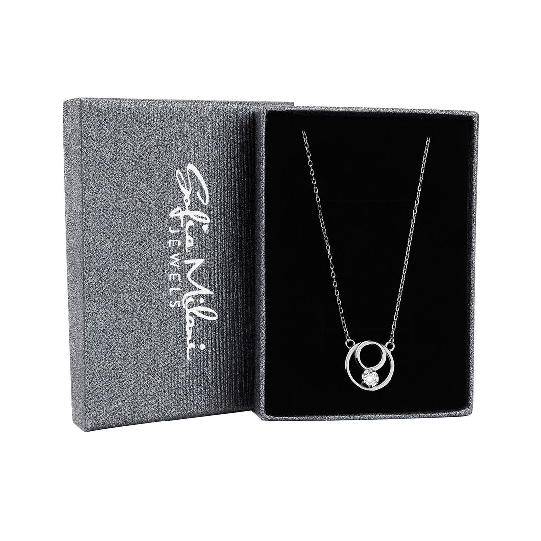 Boxansicht von Kreise Halskette in 925 Silber von Sofia Milani - N0672