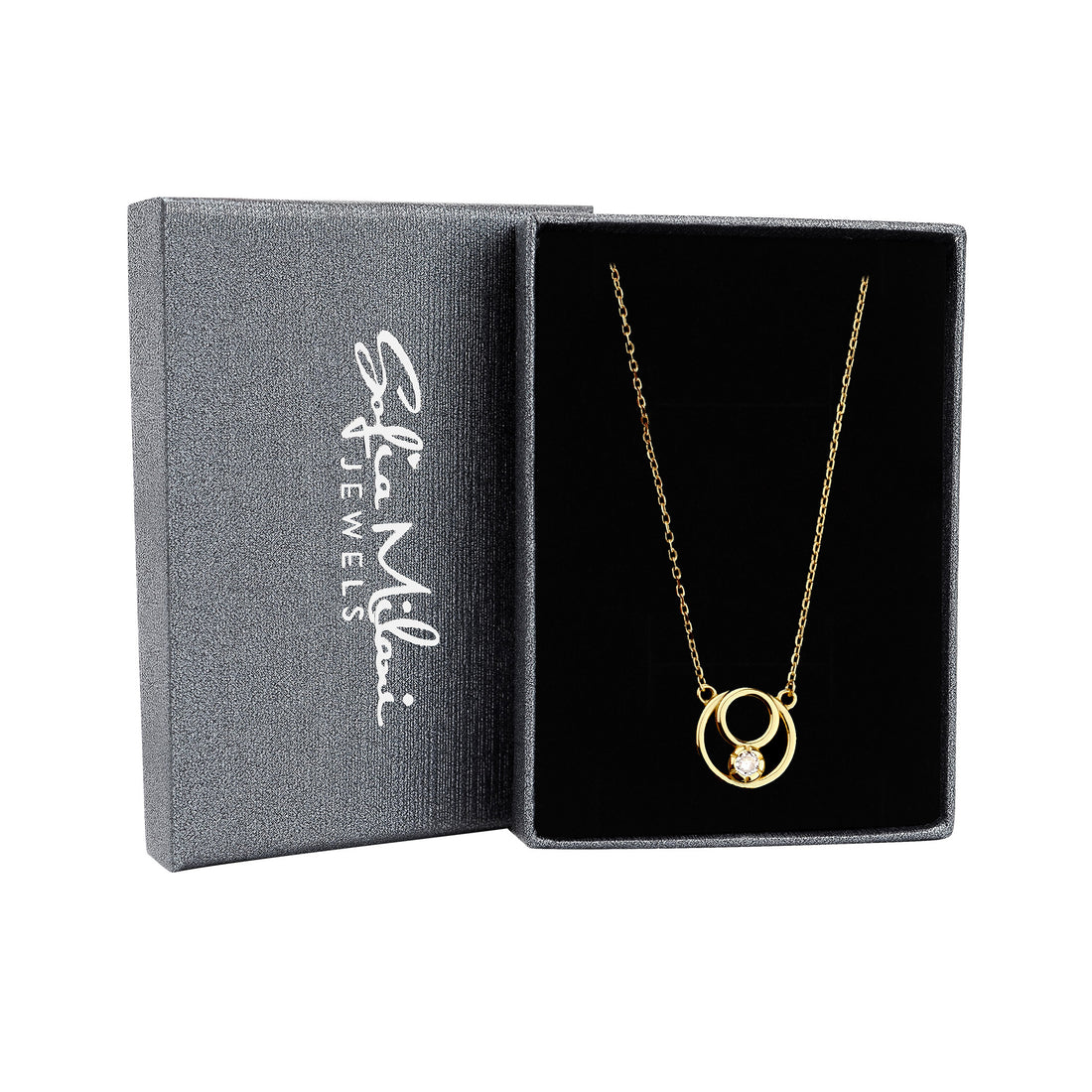 Boxansicht von Kreise Halskette in 925 Silber von Sofia Milani - N0673