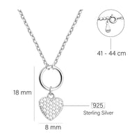 Maßenansicht von Herz Kreis Halskette in 925 Silber von Sofia Milani - N0674