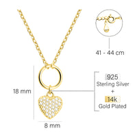 Maßenansicht von Herz Kreis Halskette in 925 Silber von Sofia Milani - N0675