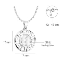 Maßenansicht von Kreis Ornamenten Halskette in 925 Silber von Sofia Milani - N0682