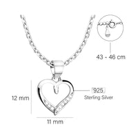 Maßenansicht von Herz Halskette in 925 Silber von Sofia Milani - N0692