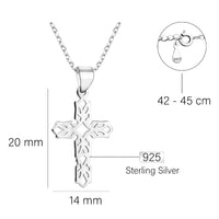 Maßenansicht von Gemustertes Kreuz Halskette in 925 Silber von Sofia Milani - N0696
