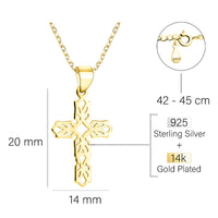 Maßenansicht von Gemustertes Kreuz Halskette in 925 Silber von Sofia Milani - N0697