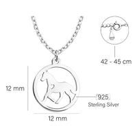 Maßenansicht von Kreis Pferd Halskette in 925 Silber von Sofia Milani - N0702