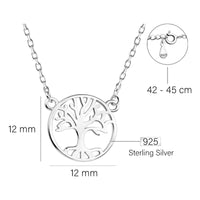 Maßenansicht von Kreis Baum Halskette in 925 Silber von Sofia Milani - N0704