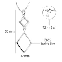 Maßenansicht von Trapez Geometrie Halskette in 925 Silber von Sofia Milani - N0740