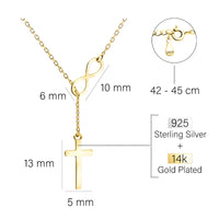 Maßenansicht von Kreuz Halskette in 925 Silber von Sofia Milani - N0767