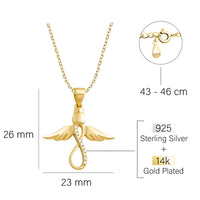 Maßenansicht von Flügel Halskette in 925 Silber von Sofia Milani - N0769