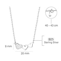 Maßenansicht von Herz Halskette in 925 Silber von Sofia Milani - N0770