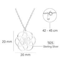 Maßenansicht von Blumen Ornamenten Halskette in 925 Silber von Sofia Milani - N0782
