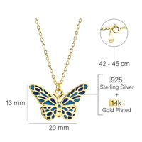 Maßenansicht von Schmetterling Halskette in 925 Silber von Sofia Milani - N0789