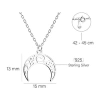 Maßenansicht von Mond Ornament Halskette in 925 Silber von Sofia Milani - N0790