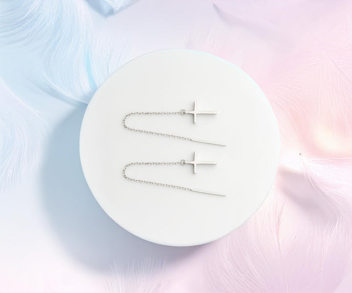 925 Sterling Silber Ohrringe mit Kreuz Motiv
