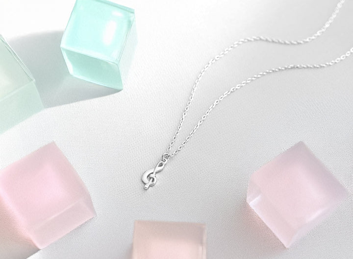 925 Sterling Silber Halskette mit Musik Motiv