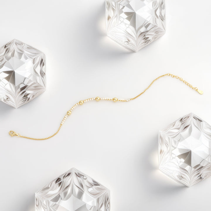 Vergoldete 925 Silber Armbänder mit Kugel Anhänger