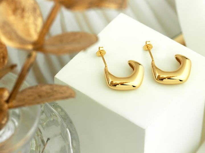Geometrie Vergoldete Ohrringe aus 925 Silber