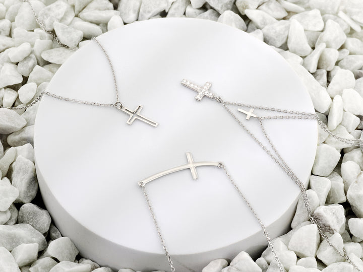 925 Sterling Silber Halsketten mit Kreuz Anhänger
