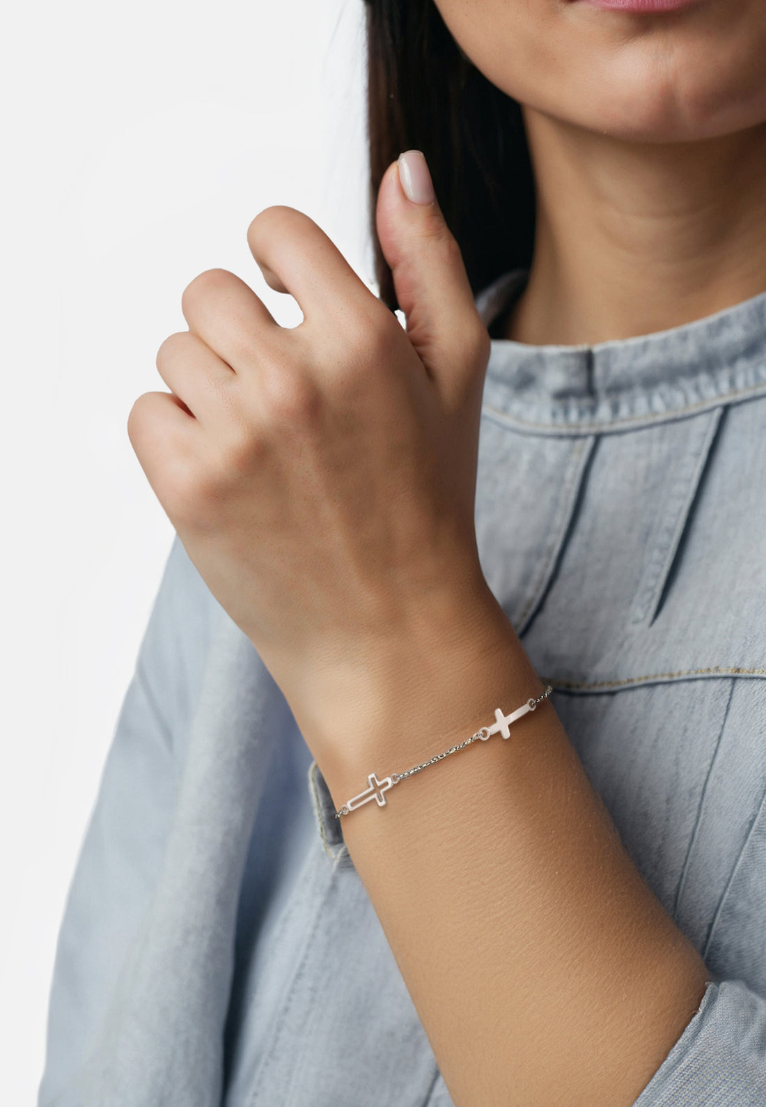 Modelansicht von Kreuz Armband in 925 Silber von Sofia Milani - B0131
