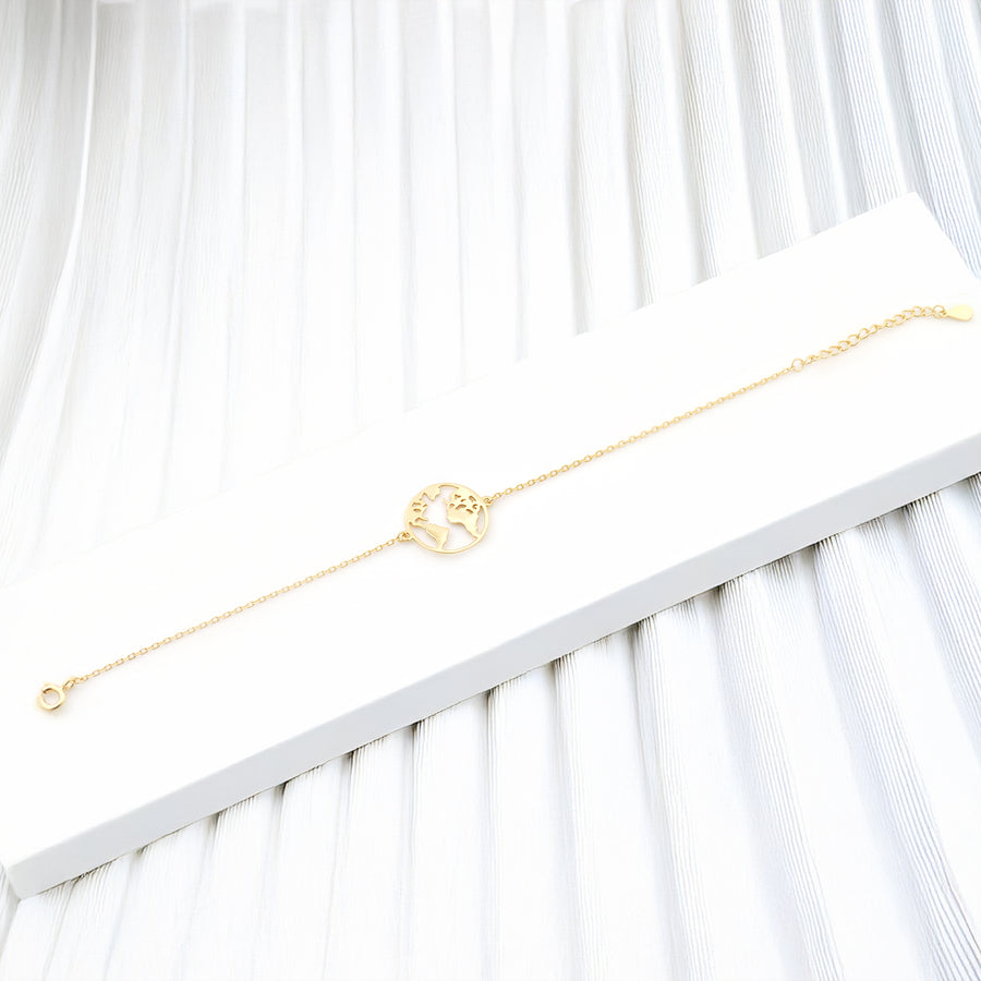 Welt Armband in 925 Silber Vergoldet
