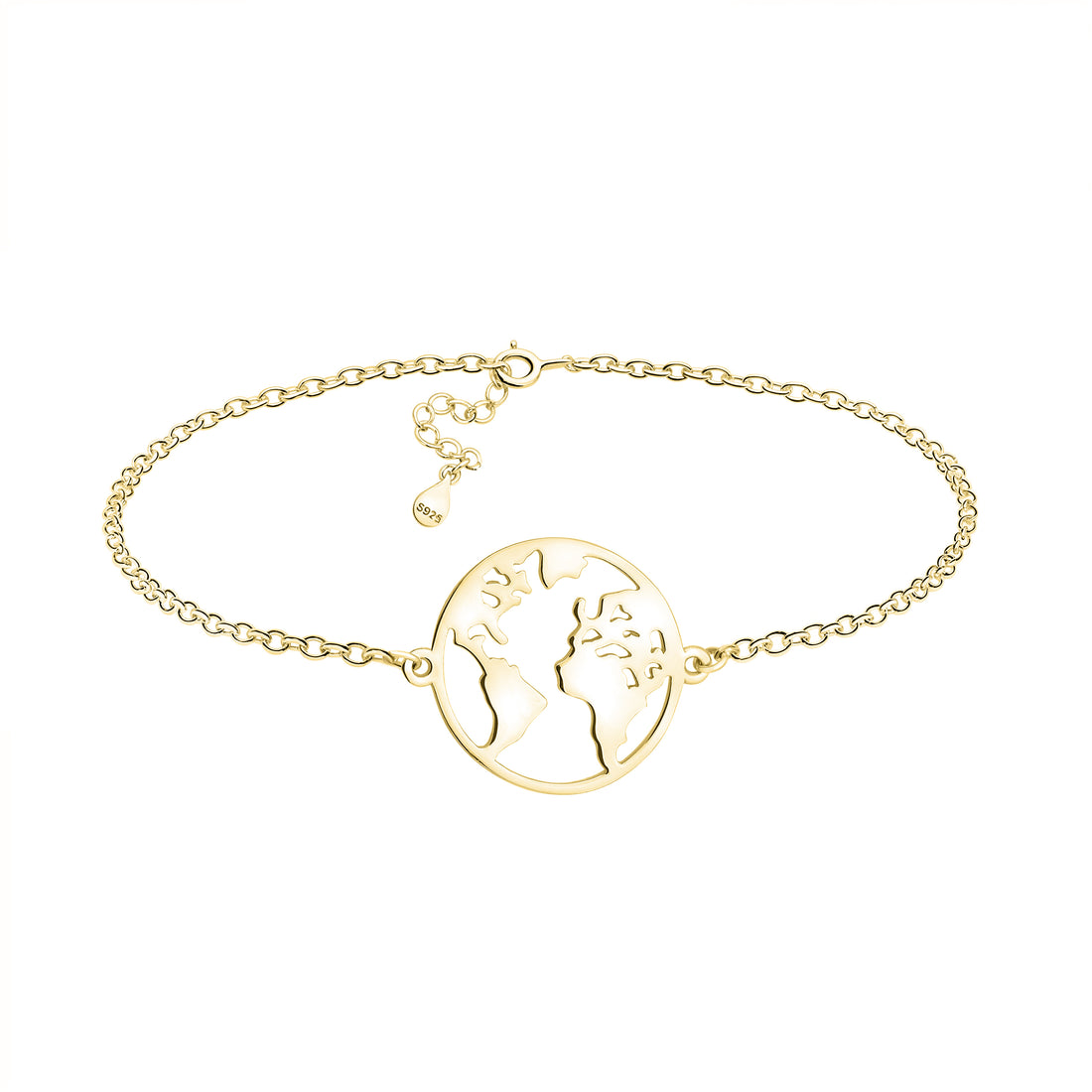 Welt Armband in 925 Silber Vergoldet
