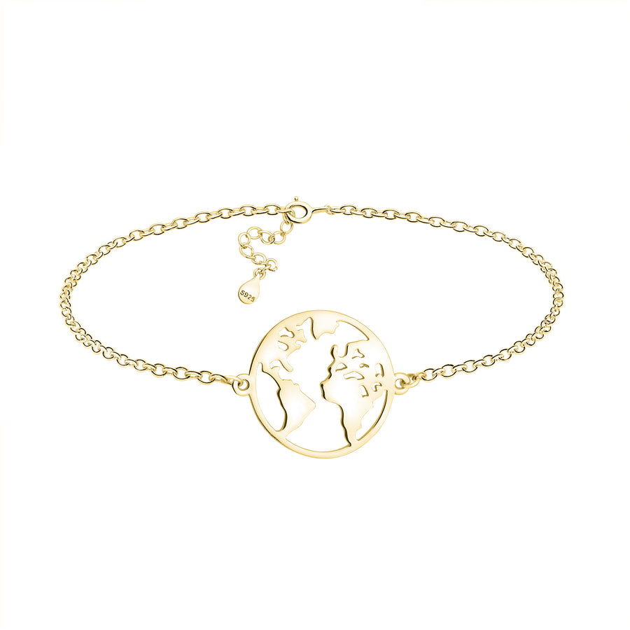 Welt Armband in 925 Silber Vergoldet
