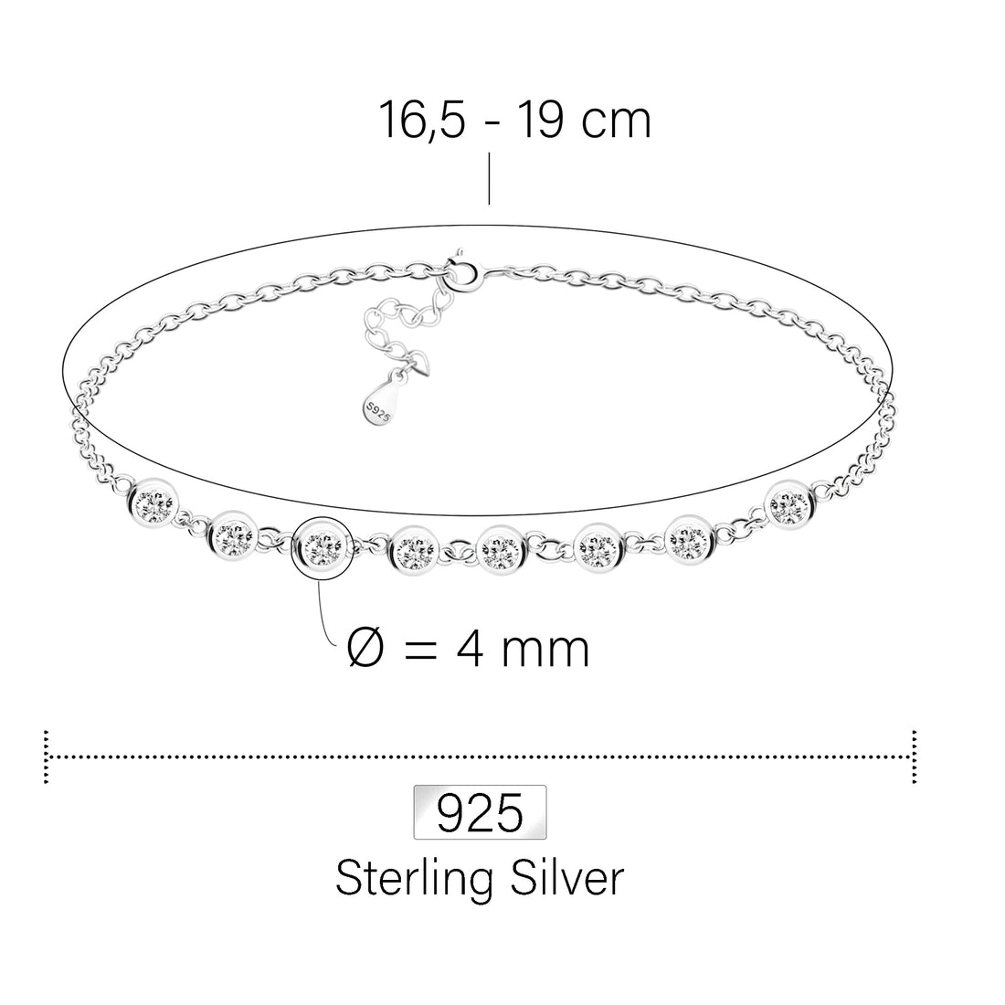 Zirconia Armband in 925 Silber