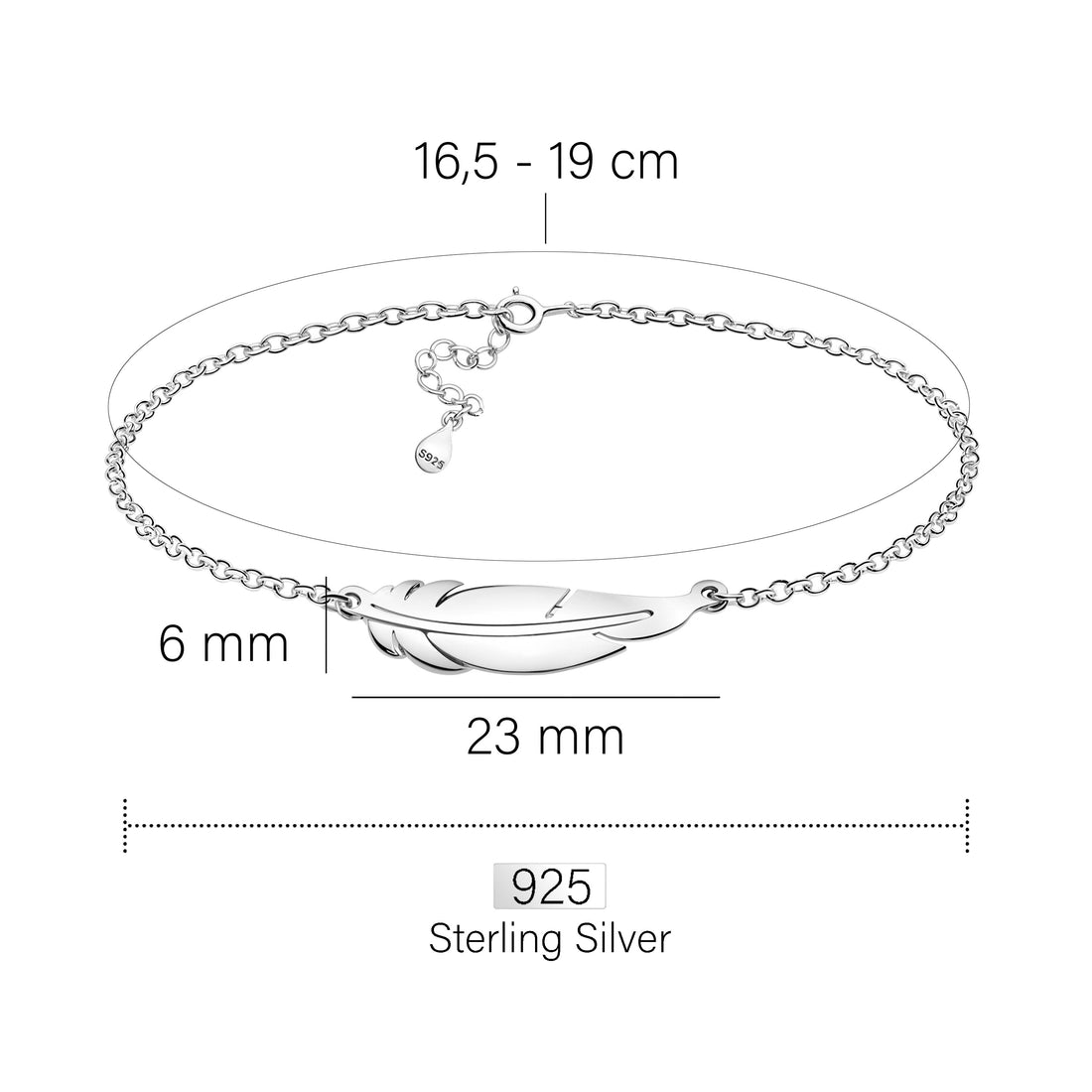 Flügel Armband in 925 Silber