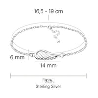 Maßenansicht von Flügel Armband in 925 Silber von Sofia Milani - B0239