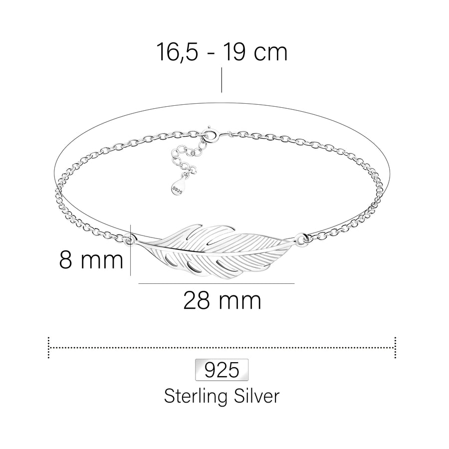 Maßenansicht von Flügel Armband in 925 Silber von Sofia Milani - B0256